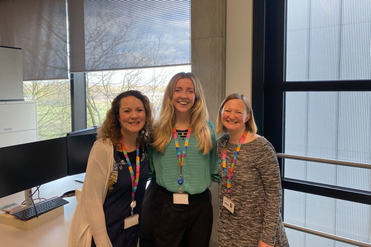 Michelle Percharde, Alice Francis and Alexis Barr at the Laboratory of Medical Sciences.